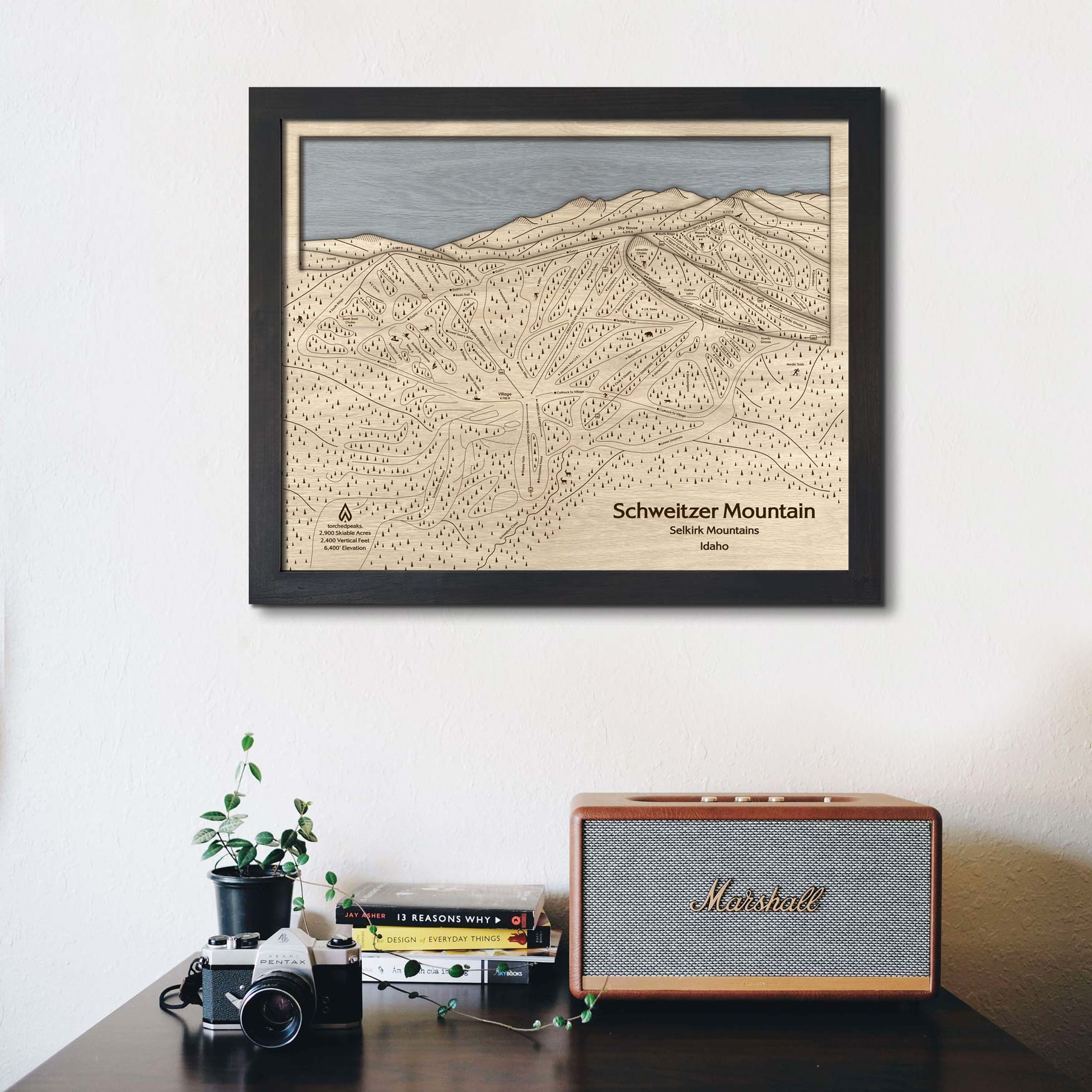 Schweitzer Mountain Ski Trail Map | Laser Engraved Ski Trail Maps