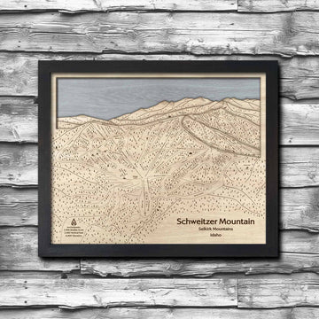 Schweitzer Mountain Ski Trail Map | Laser Engraved Ski Trail Maps