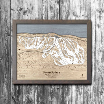 Seven Springs PA Ski Trail Map | 3D Wood Mountain Art | Torched Peaks