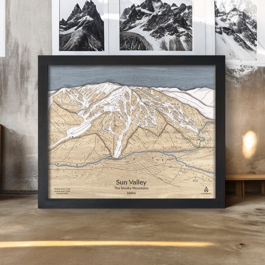 Skiing and Snowboarding Gifts - Handcrafted Wood Ski Trail Maps of Popular Ski Resorts