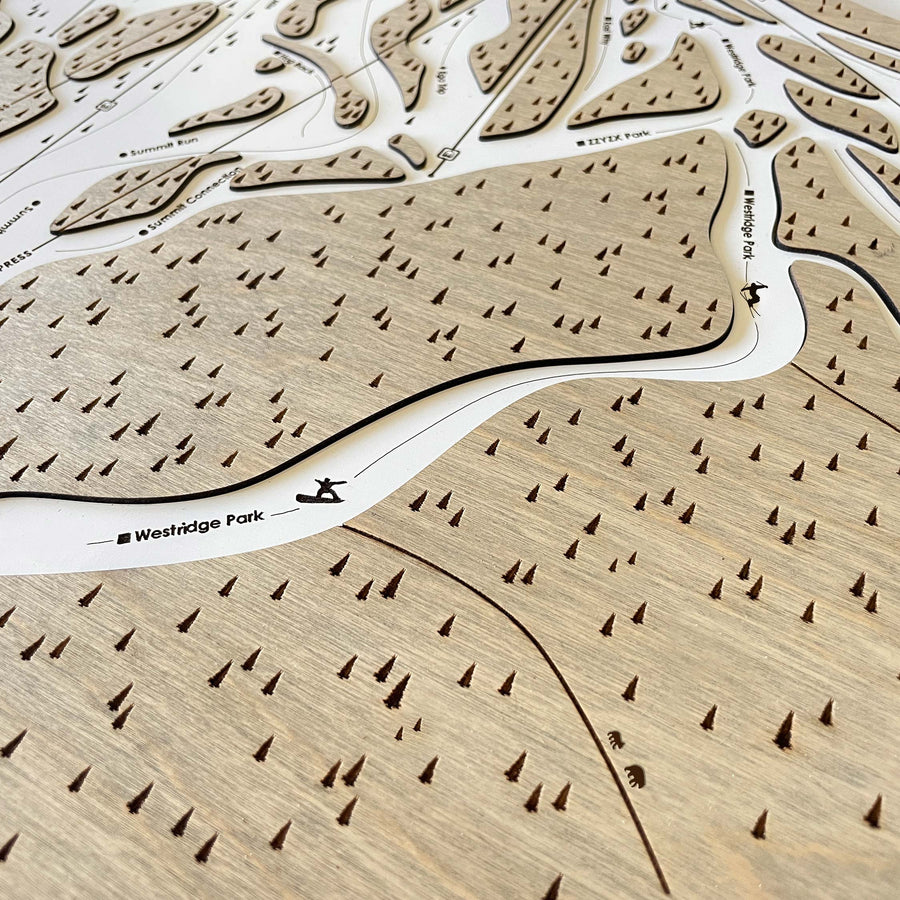 Snow Summit Ski Map, Laser-cut 3D Wood Ski Map