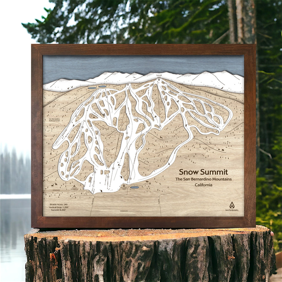 Snow Summit CA Ski Resort map, Skiing Wall Art, Wood Skiing Sign