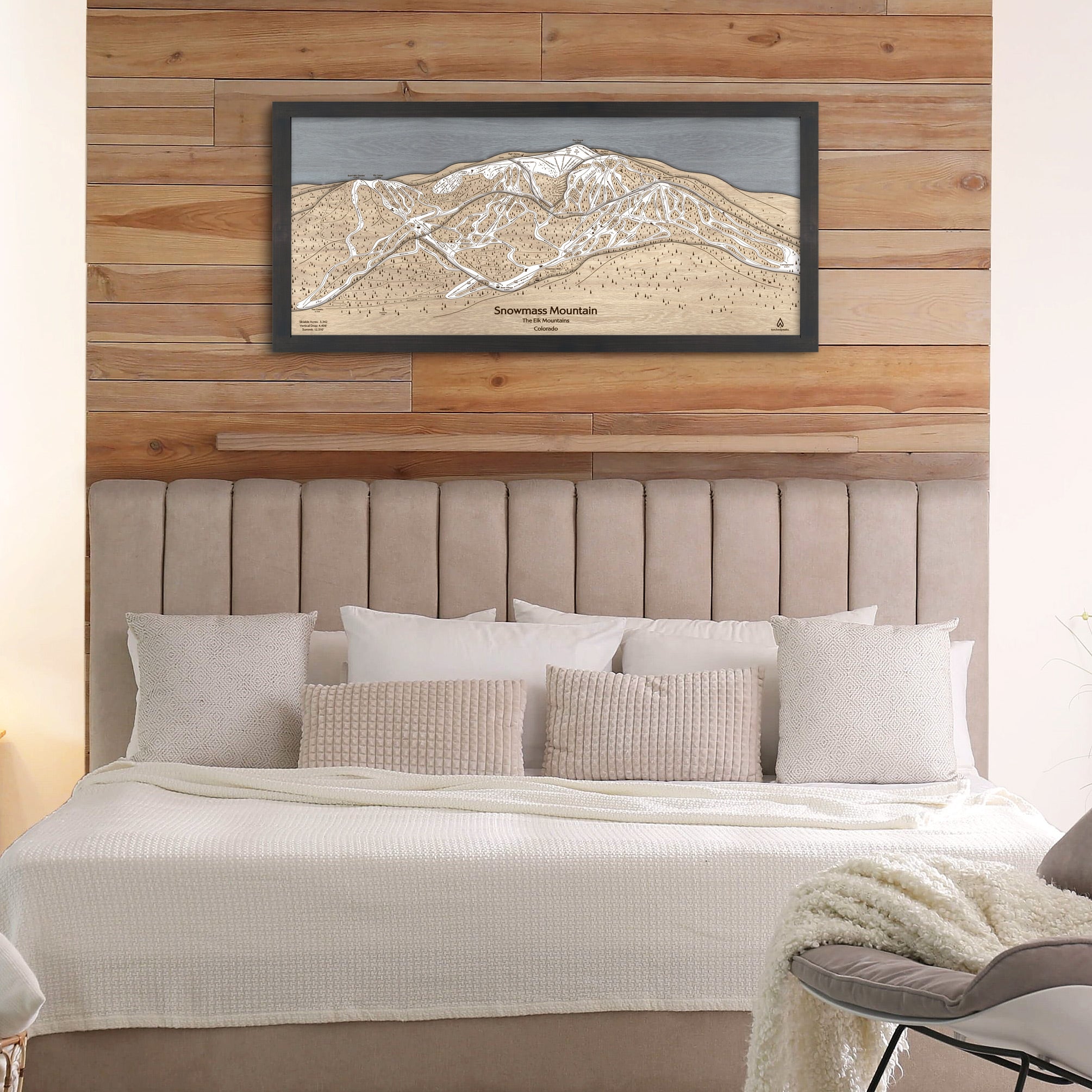 Snowmass Colorado Ski Trail Map | 3D Wood Mountain Art
