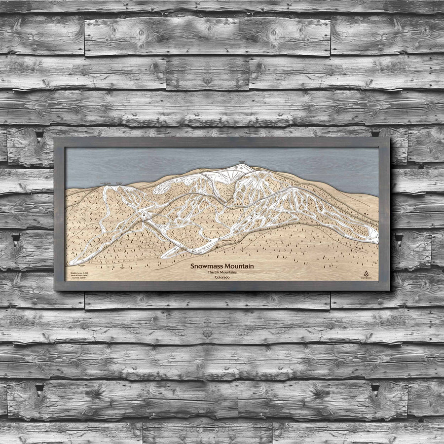 Snowmass Colorado Ski Trail Map | 3D Wood Mountain Art