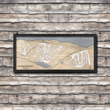 Snowshoe WV Ski Trail Map | 3D Wood Mountain Art | Torched Peaks