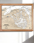 Framed topographic map of Solitude Ski Resort, Utah on a white wall
