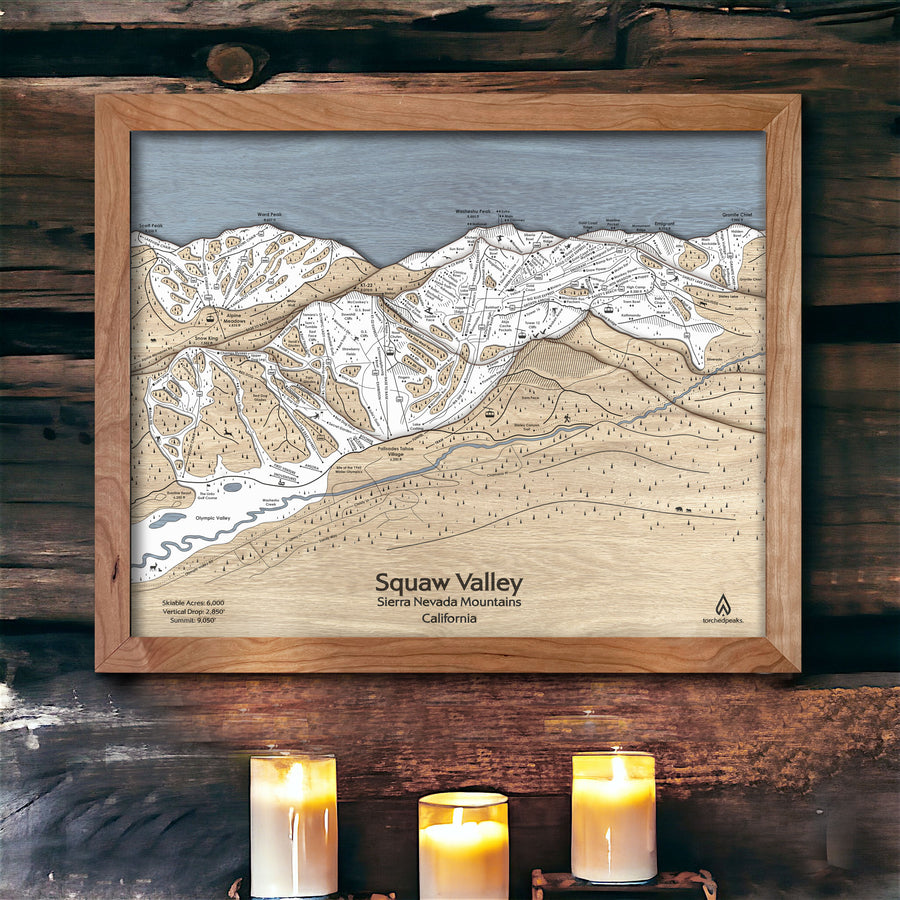 Squaw Valley Skiing Art, Squaw Valley, California Ski Map, Slopes Mountain Art