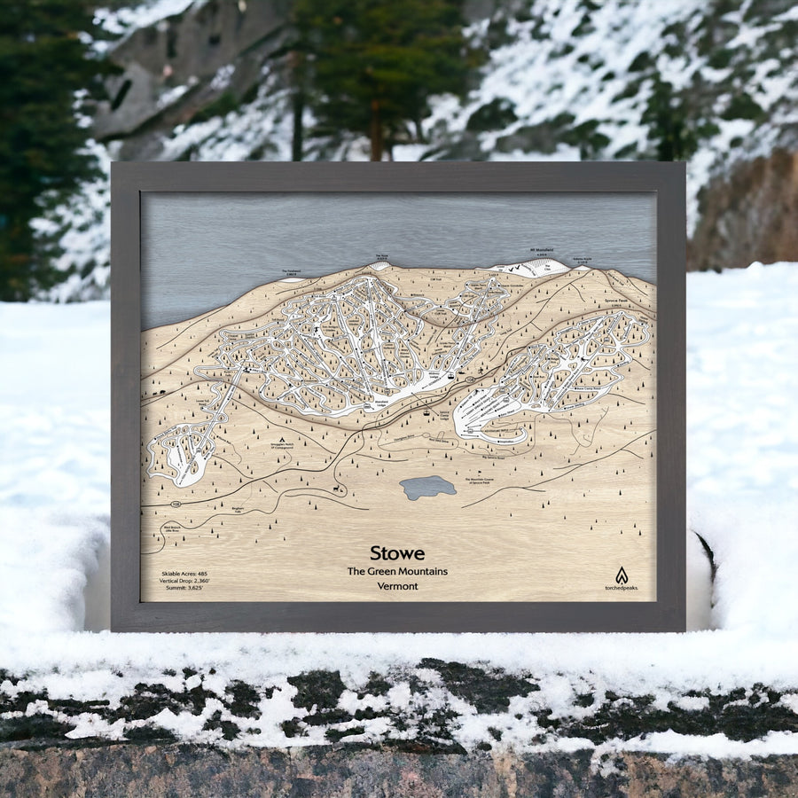 3D Laser-engraved Map: Stowe Mountain