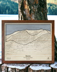 Stowe Vermont Ski Resort Map, Ski Slope Map laser-engraved in wood