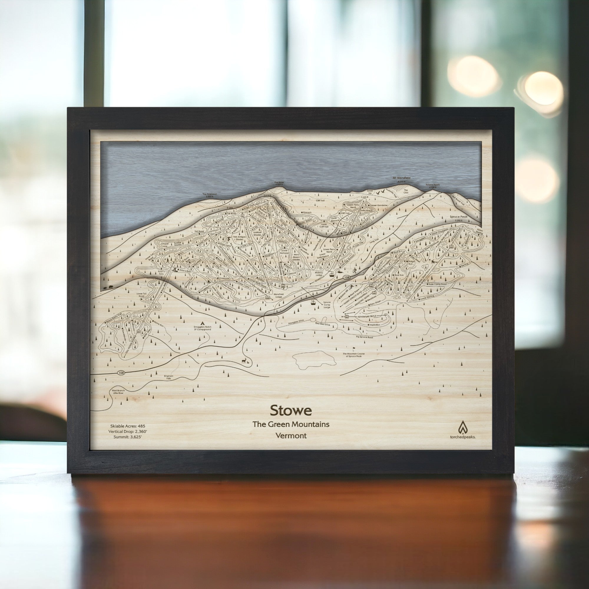 Stowe Vermont Trail Map, Ski Area Trail Map, Gift for Skiers that Love Stowe