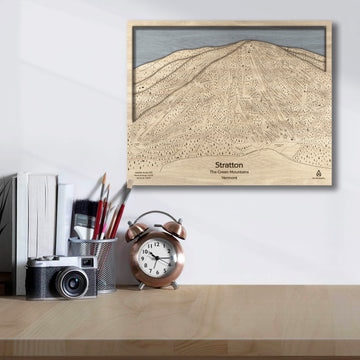 Stratton Mountain Ski Trail Map | 3D Wood Mountain Art, Gifts for Skiers