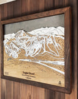 Sugar Bowl Ski Trail Map, Wall Art, Wooden Map, Torched Peaks, Artist Shawn Orecchio 