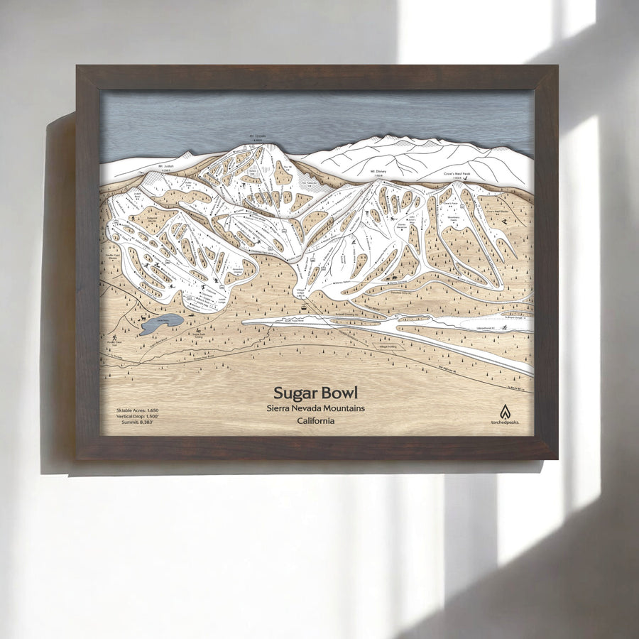 Sugar Bowl Ski Map, 3D Wood Ski Map, Skiing Decor