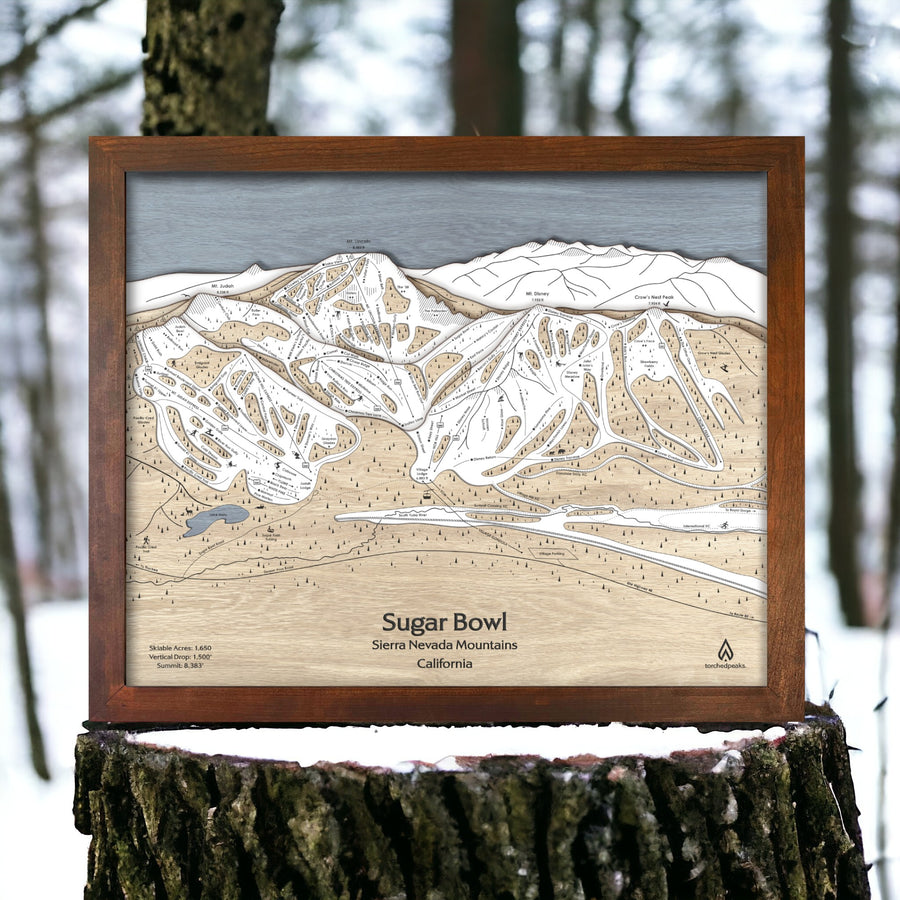 Sugar Bowl CA Trail Map, Ski Resort Map Art, Ski Cabin Decor, Skiing Art