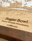 Sugar Bowl CA Ski Map, Laser-engraved on wood