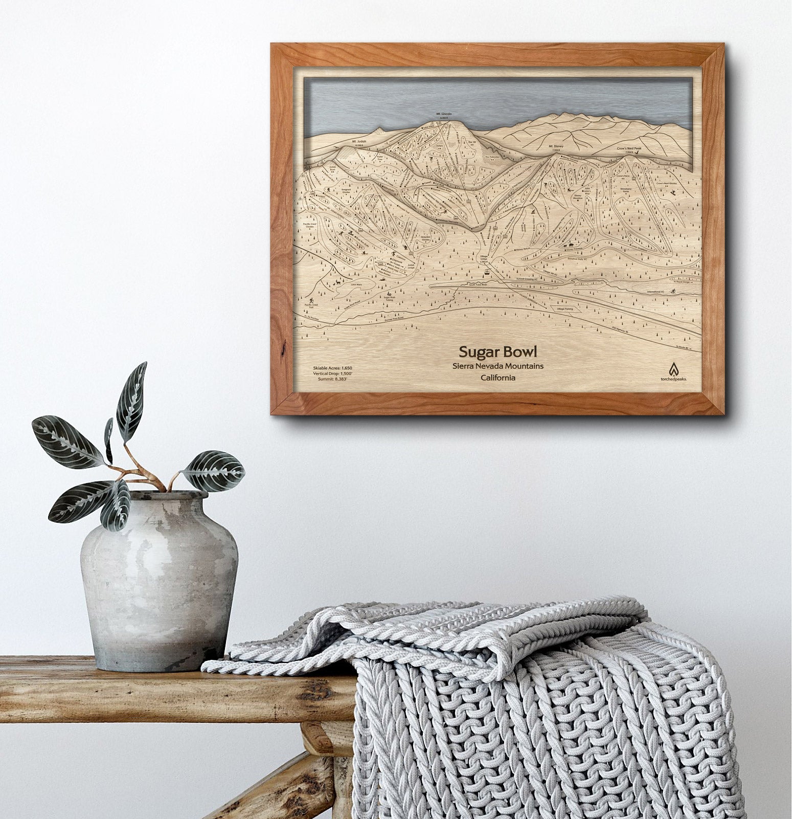 Sugar Bowl Resort Ski Trail Map, Ski Cabin Decor