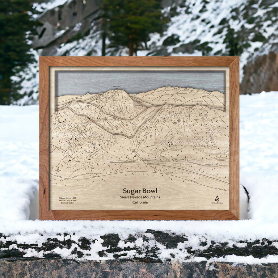 Sugar Bowl Mountain Art, 3D Wood Ski Slope Map