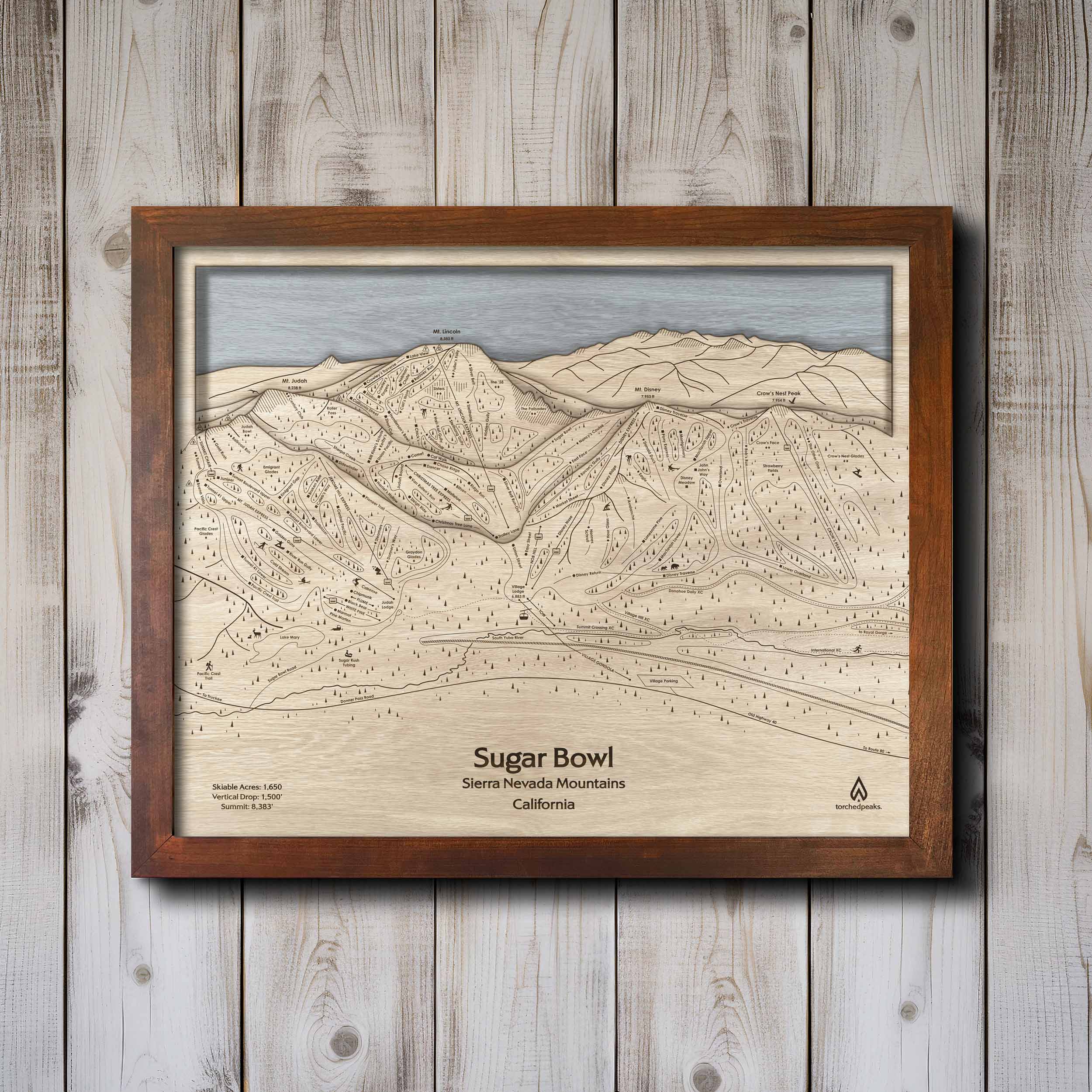 Sugar Bowl Resort Ski Trail Map, Rustic Cabin Decor