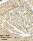 Skiing Art, Laser-engraved Sugarbush VT ski map