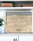 Office Decor for Skiers: Sun Valley ID wood mountain map