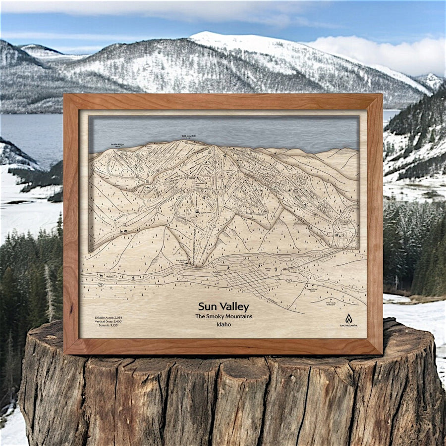 Cabin Decor for Skiers: Sun Valley IDAHO 3D Layered Map