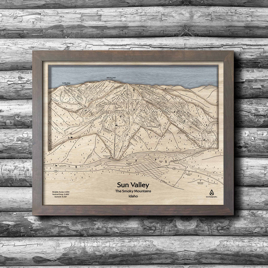 Sun Valley Ski Map | 3D Wooden Trail Map