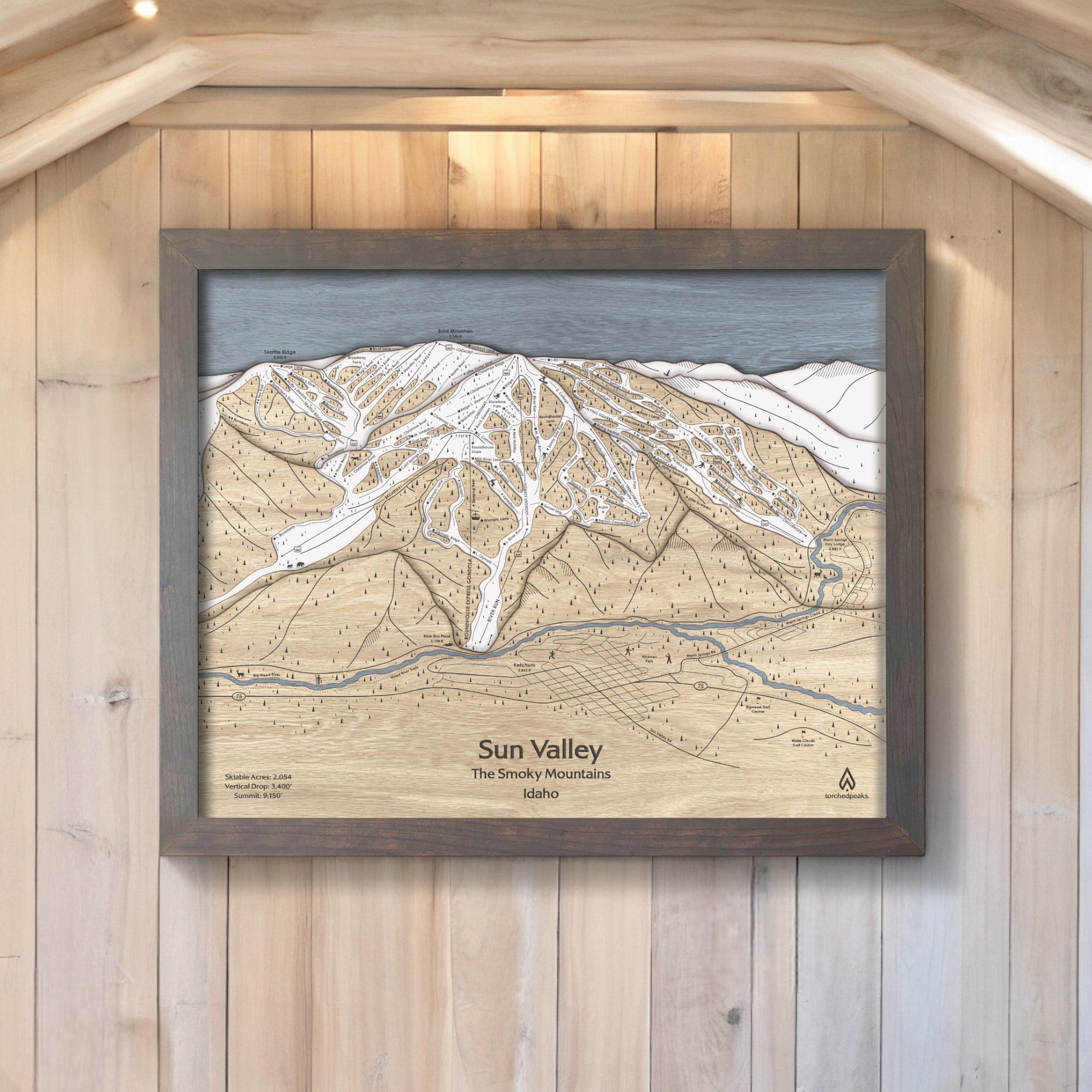 Sun Valley ID Ski Slope Mountain Art, Wooden Wall Art