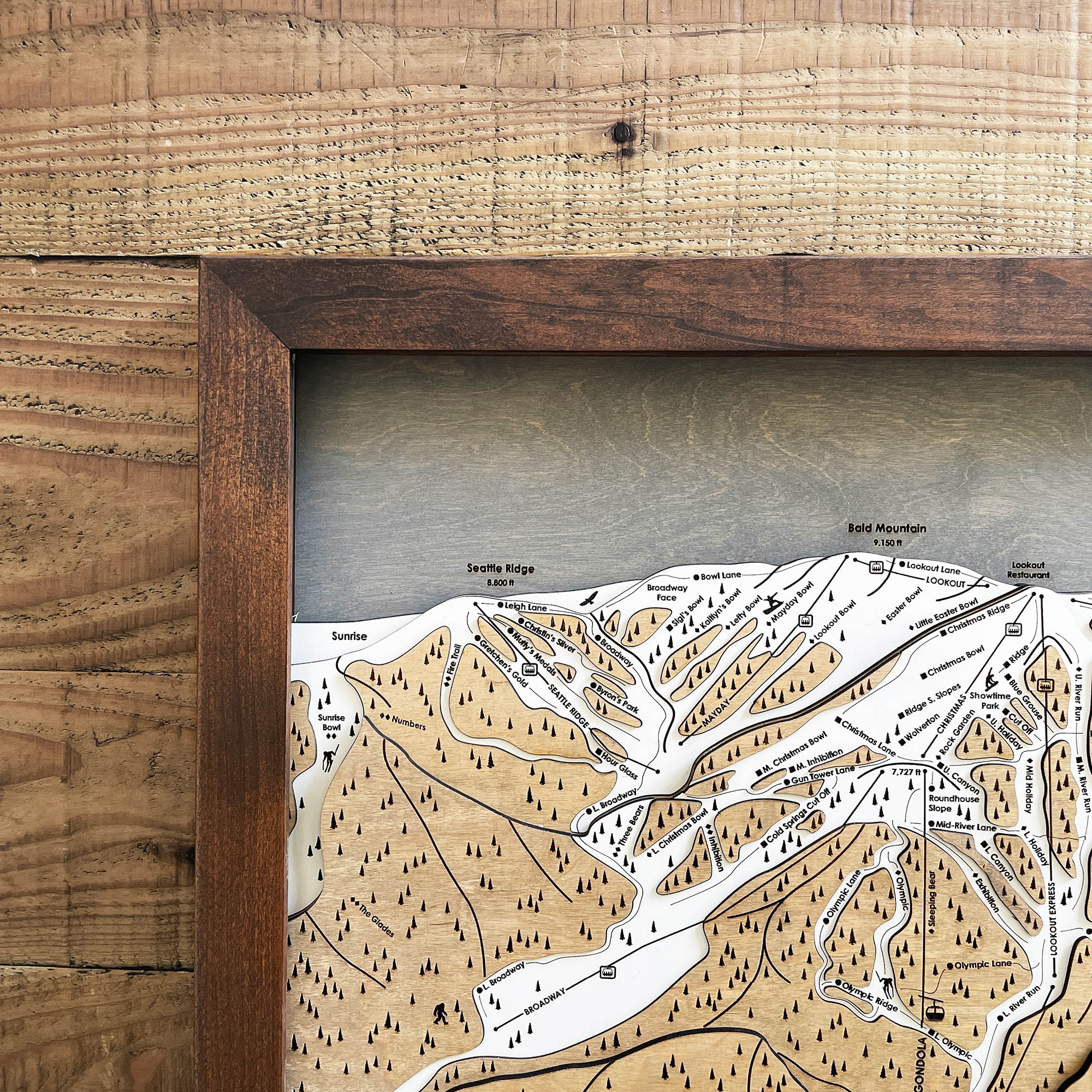 Sun Valley Idaho - Framed Wall Map