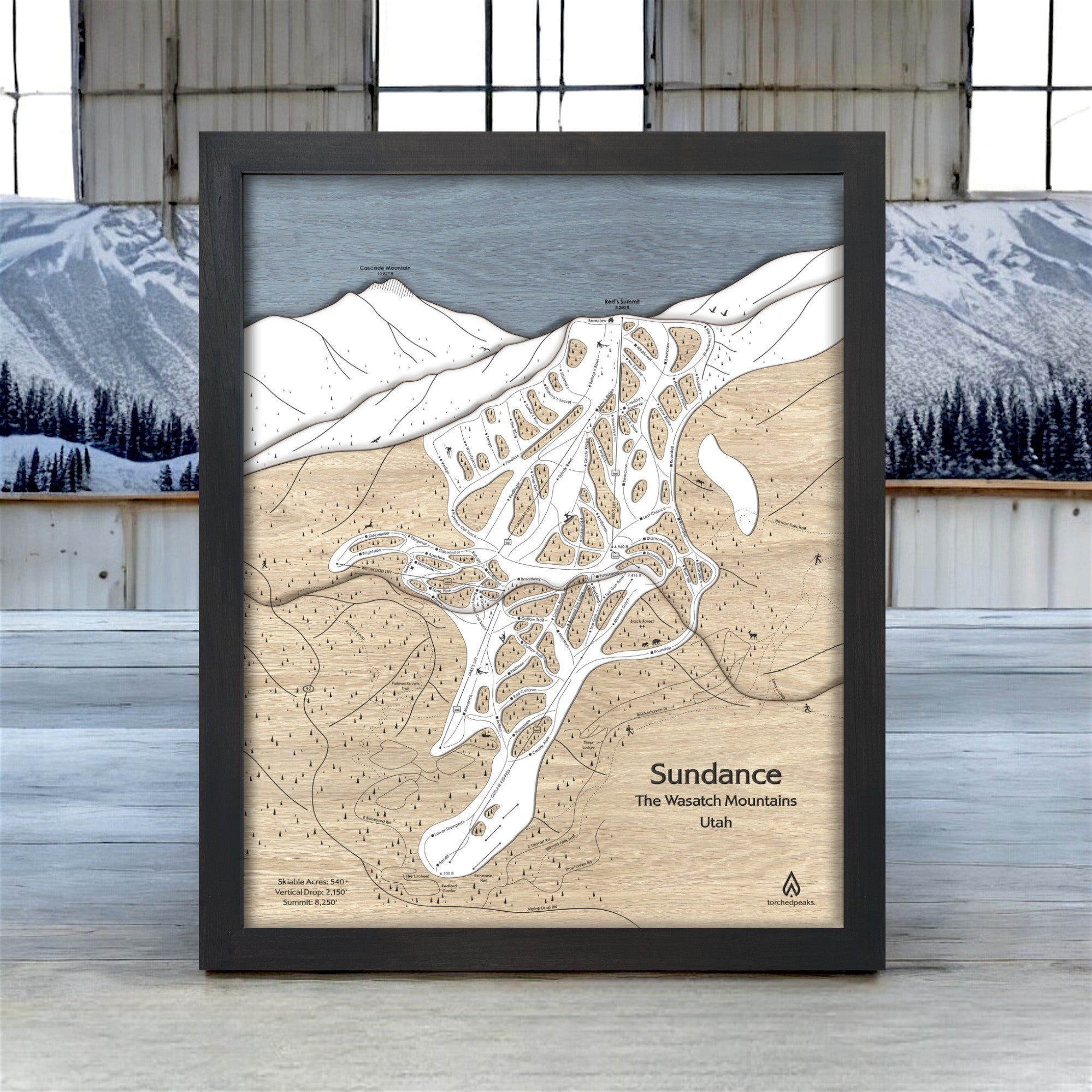 Sundance Ski Resort Map Art, Unique Ski Cabin Decor, Skiing Gift, Wall Art