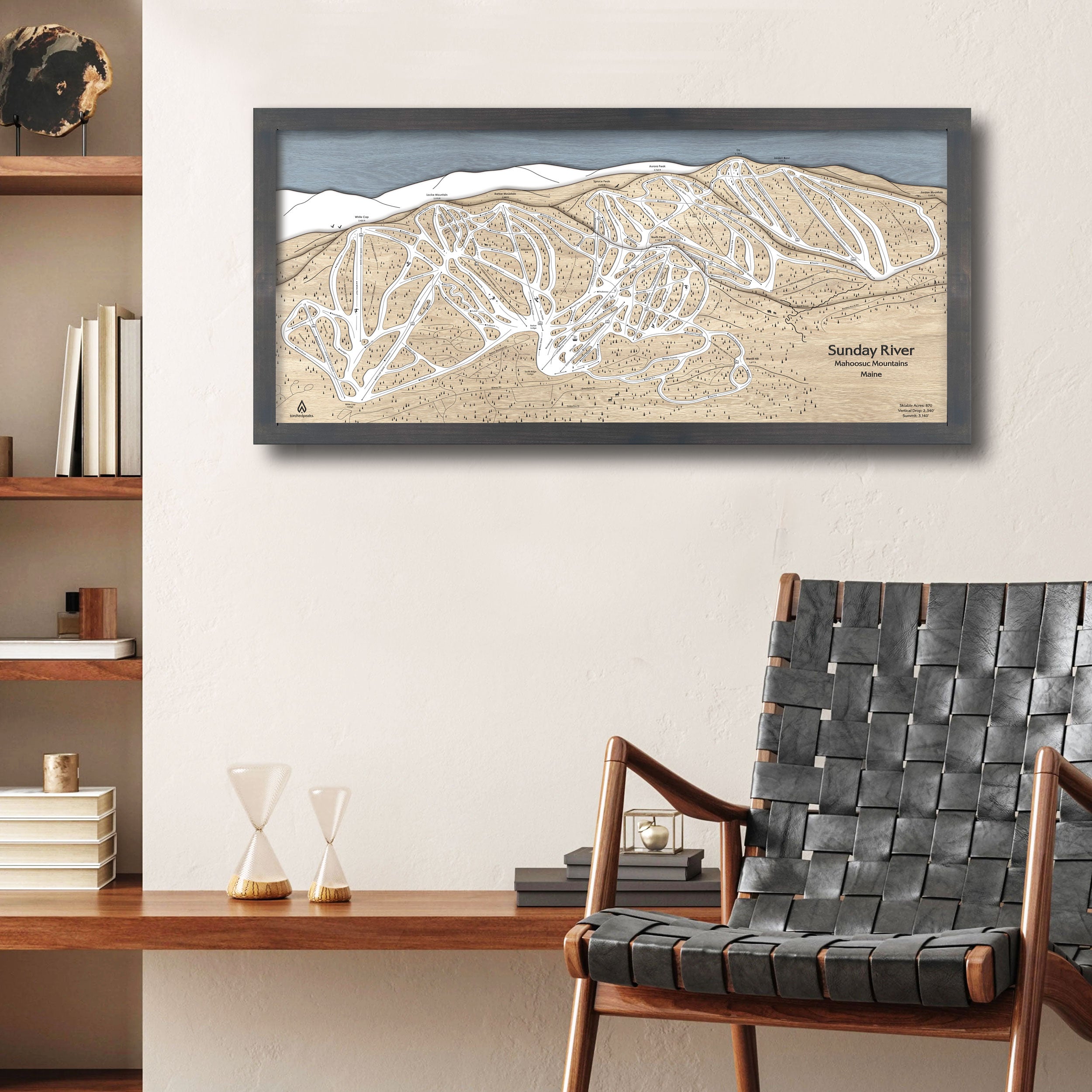 Sunday River Wall Map, Sunday River Maine Ski Resort Poster