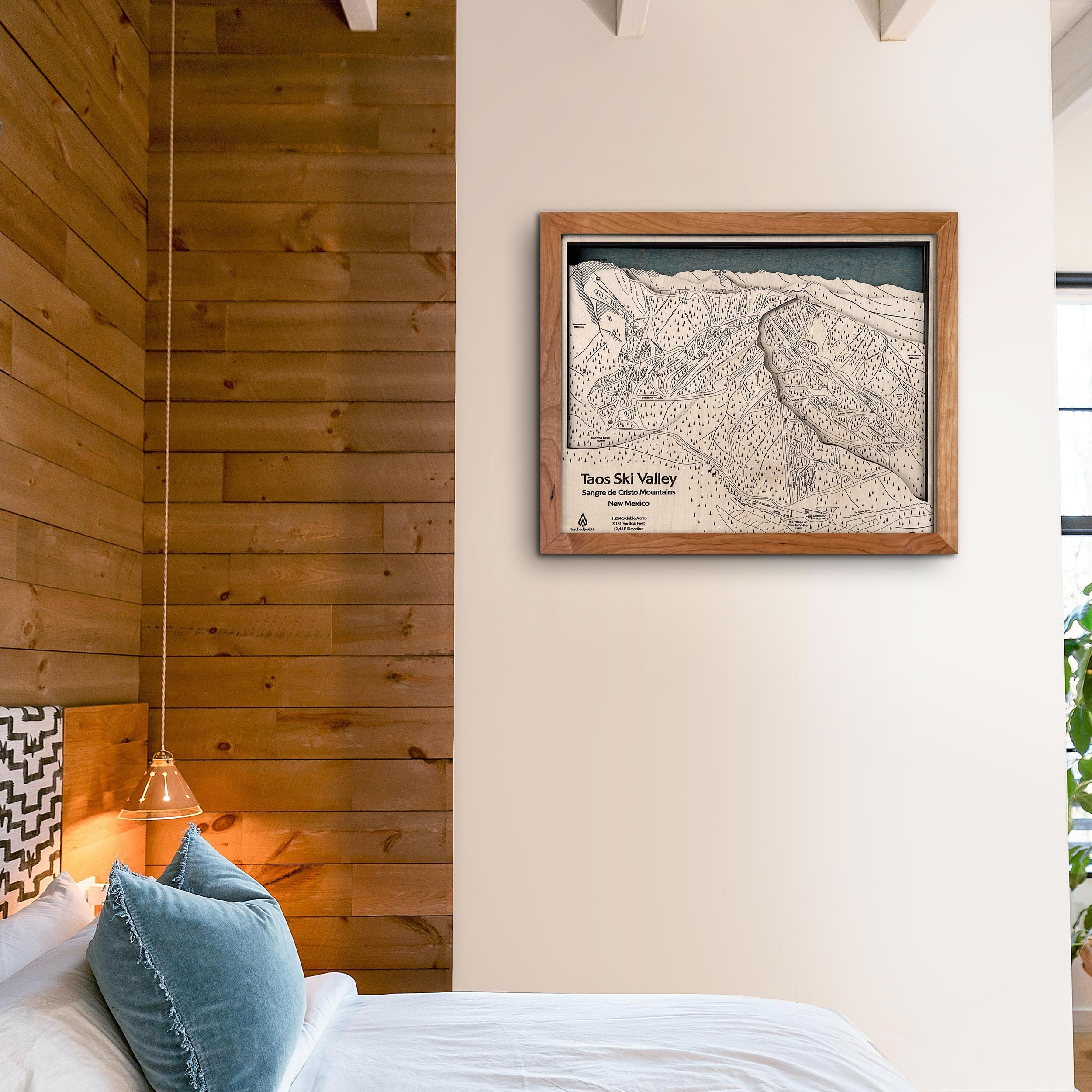 Taos Ski Valley Trail Map | 3D Wood Ski Slope Art, Cabin Decor