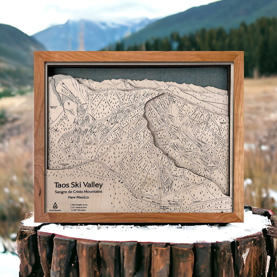 Framed Taos Ski Resort Trail Map