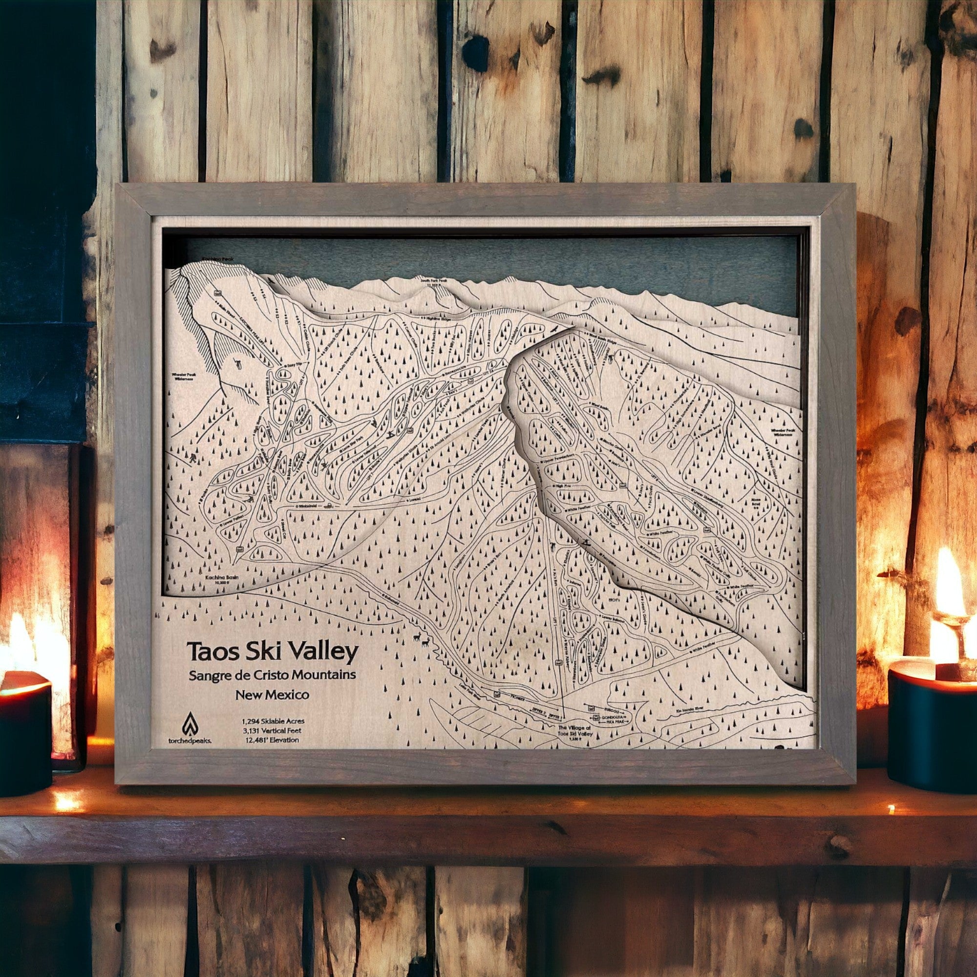 Taos Ski NM Wooden Ski Map