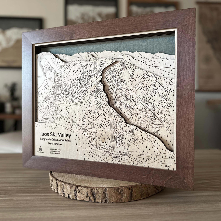 Taos Ski Valley Trail Map | 3D Wood Ski Slope Art, Mountain Decor
