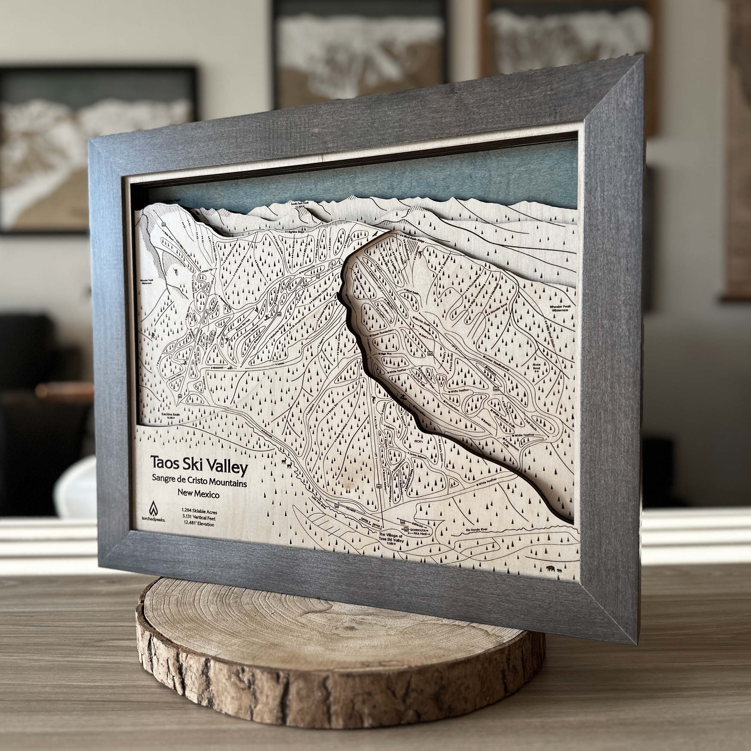 Taos Ski Valley Trail Map | 3D Wood Ski Slope Art