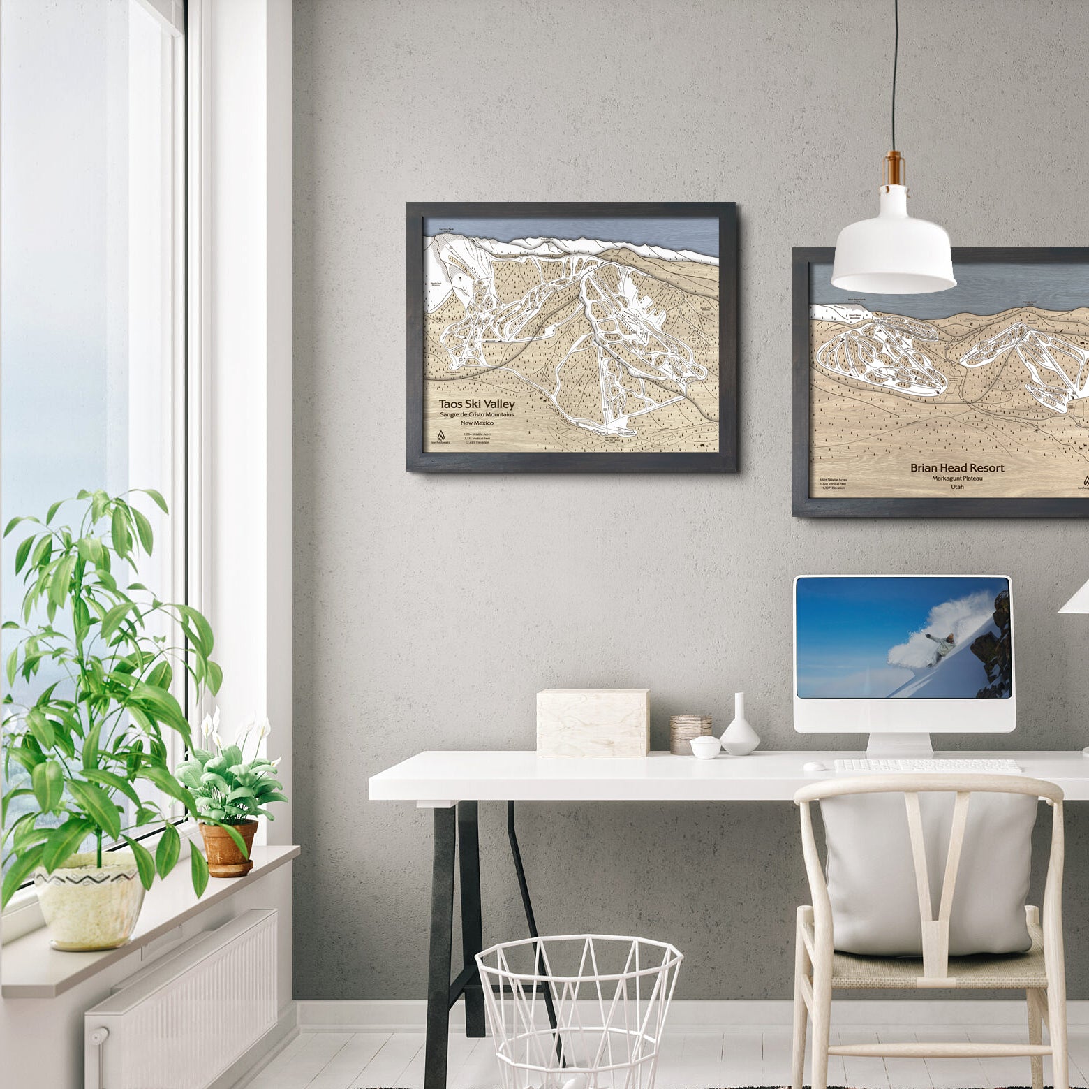 Taos Ski Valley Trail Map | 3D Wooden Mountain Art, Office Deoc