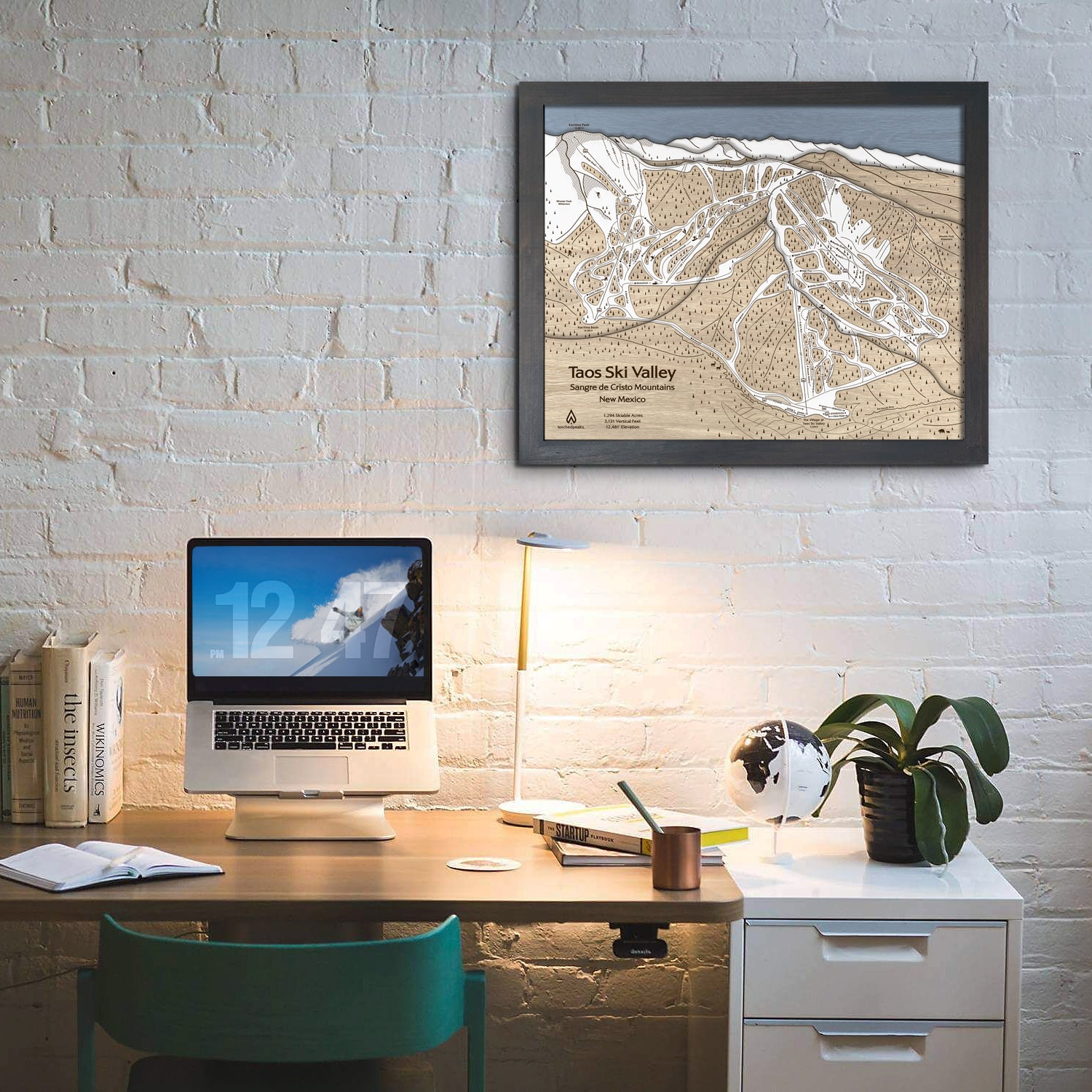 Taos Ski Valley Trail Map | 3D Wooden Mountain Art, Gifts for Skiers