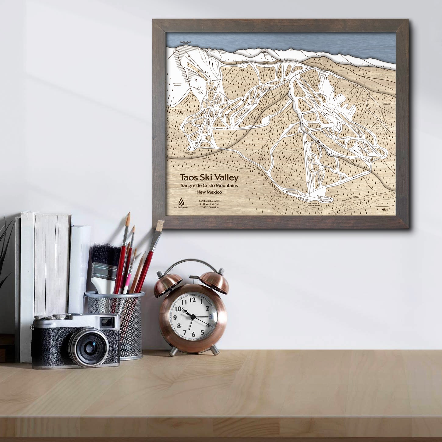 Taos Ski Valley Trail Map | 3D Wooden Mountain Art