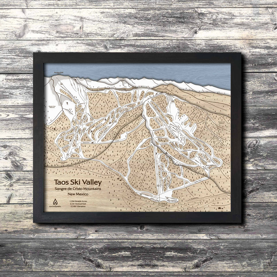 Taos Ski Valley Trail Map | 3D Wooden Mountain Art