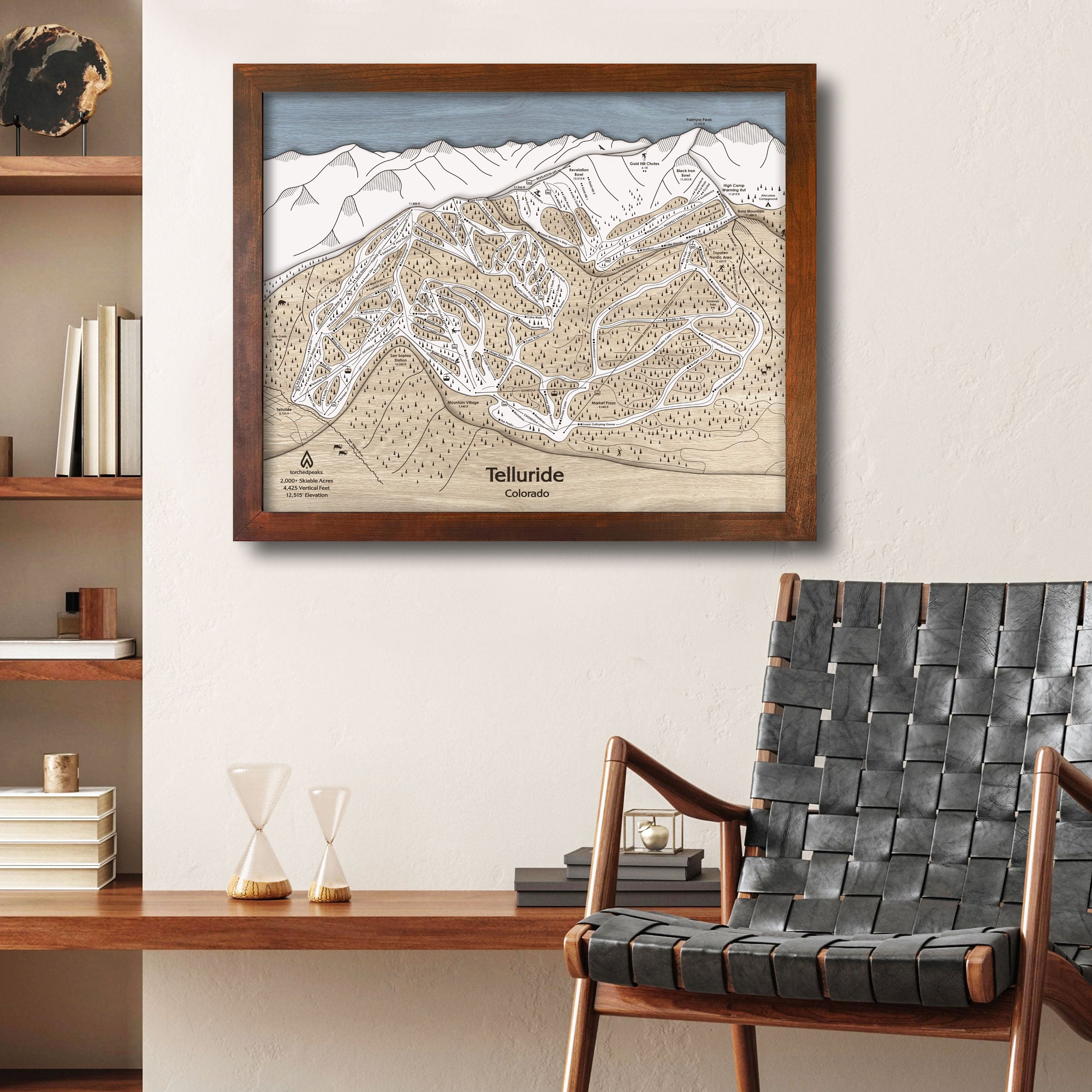 Telluride Ski Map, 3D Wood Ski Resort Map Wall Art