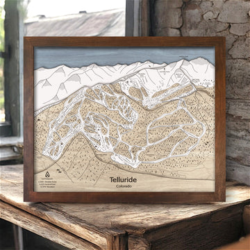 Telluride Ski Resort Map, 3D Wood Ski Map, Telluride Colorado Art