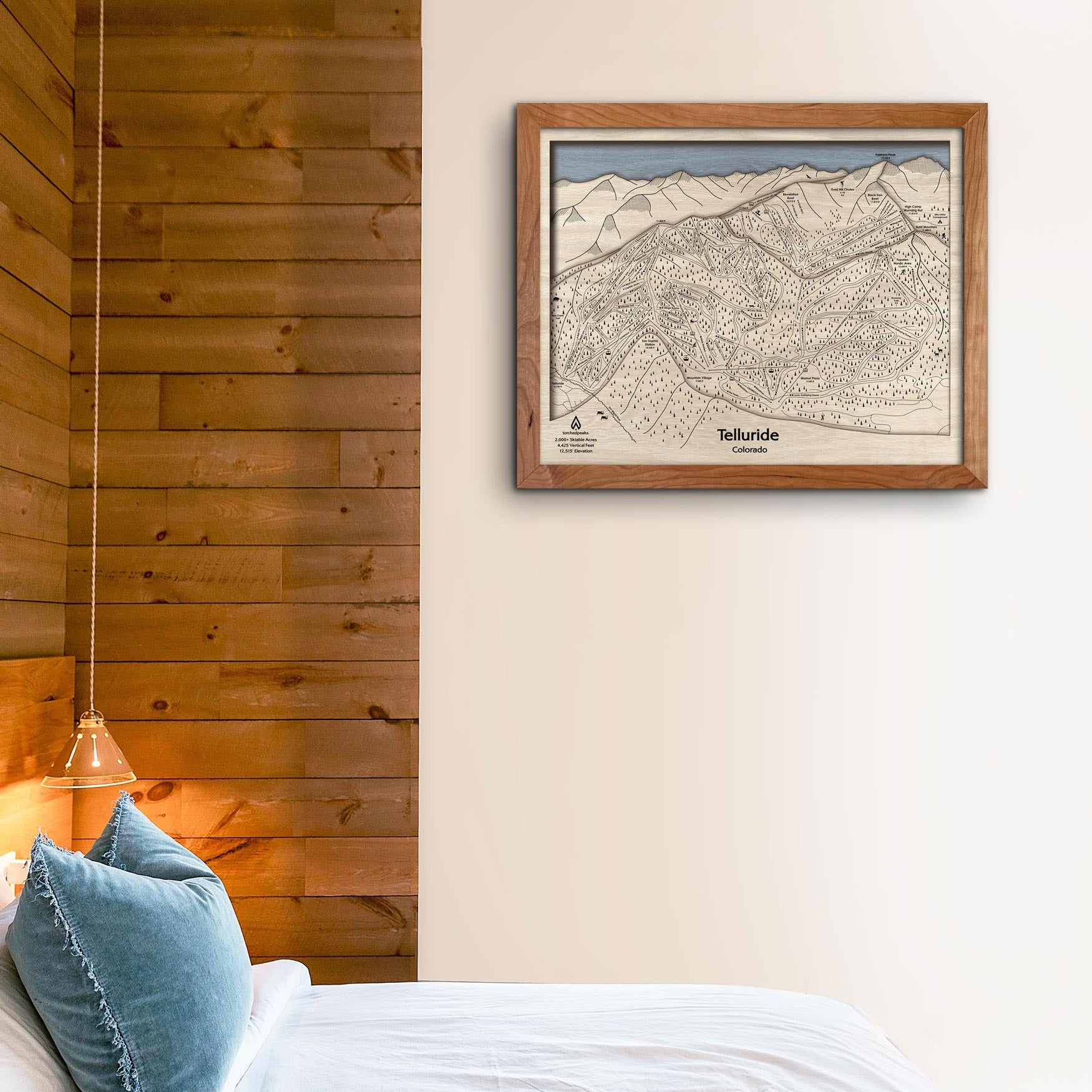Telluride Colorado Ski Trail Map, 3D Wood Skiing Decor