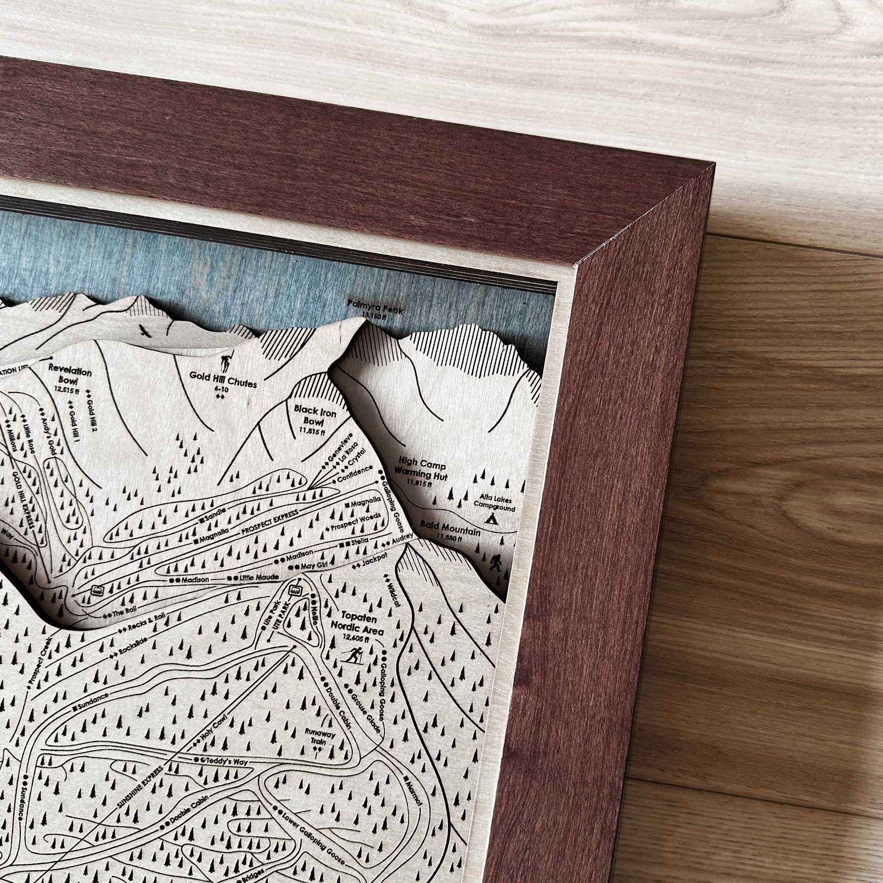 Telluride Colorado Ski Trail Map, 3D Wood Skiing Decor