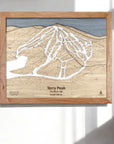 Wooden framed ski map of Terry Peak Ski Resort in the Black Hills, South Dakota.