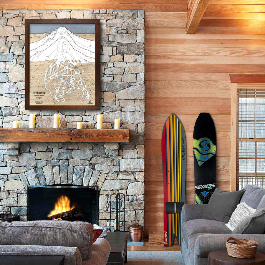 Timberline Lodge Ski Resort Map Wall Art