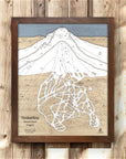 Timberline Lodge Oregon Wooden Ski Resort Art, 3D Wood Ski Trail Map Torched Peaks