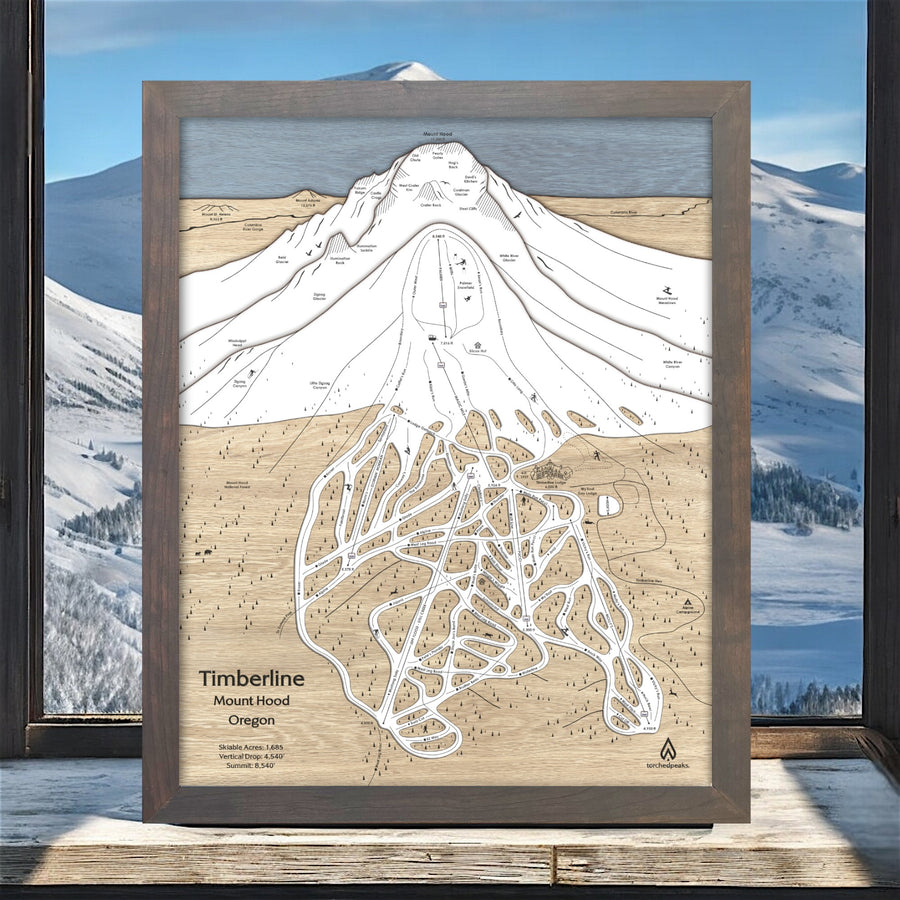 Timberline Lodge Mt Hood Ski Trail Map, Custom Skiing Map