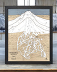 Timberline Lodge Oregon Wooden Ski Resort Art, 3D Wood Ski Trail Map Torched Peaks