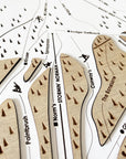 Timberline Lodge Ski Resort Map, Wood Carved Ski Map