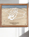 Timberline Mountain Framed Skiing Art, Wooden Ski Trail Map